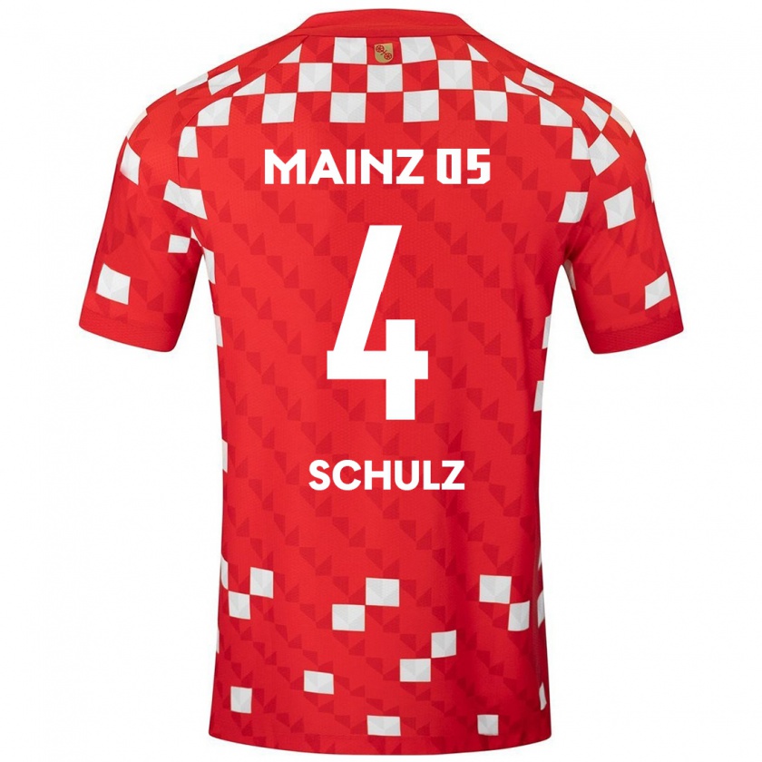 Kandiny Niño Camiseta Philipp Schulz #4 Blanco Rojo 1ª Equipación 2024/25 La Camisa Chile