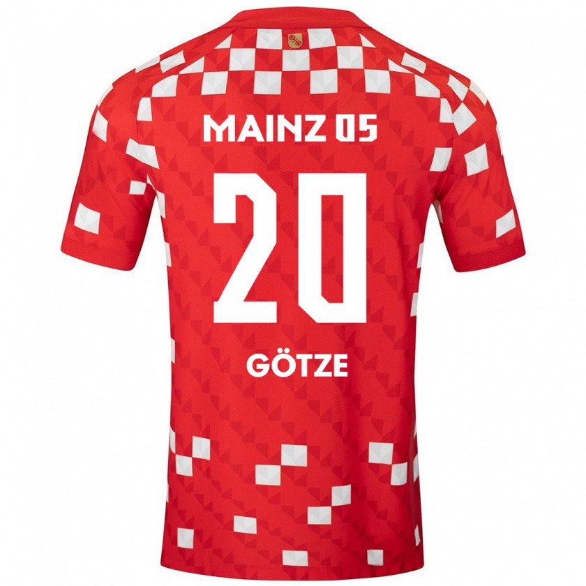 Kandiny Niño Camiseta Justus Götze #20 Blanco Rojo 1ª Equipación 2024/25 La Camisa Chile