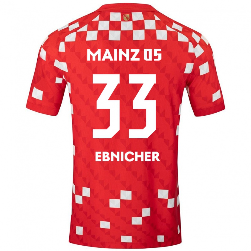 Kandiny Niño Camiseta Sabine Ebnicher #33 Blanco Rojo 1ª Equipación 2024/25 La Camisa Chile