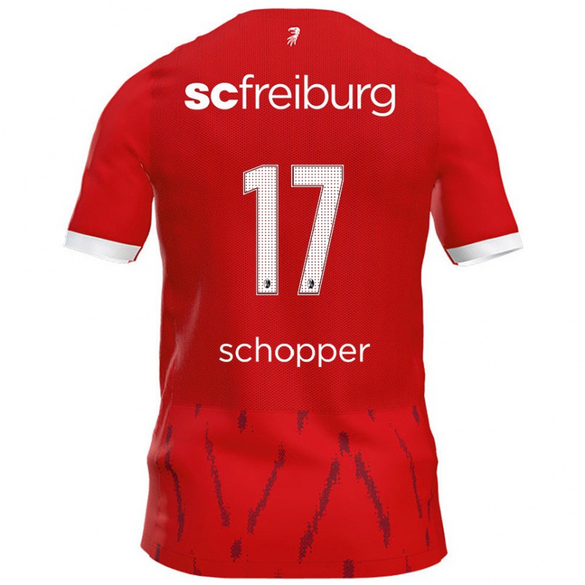 Kandiny Niño Camiseta David Schopper #17 Rojo 1ª Equipación 2024/25 La Camisa Chile