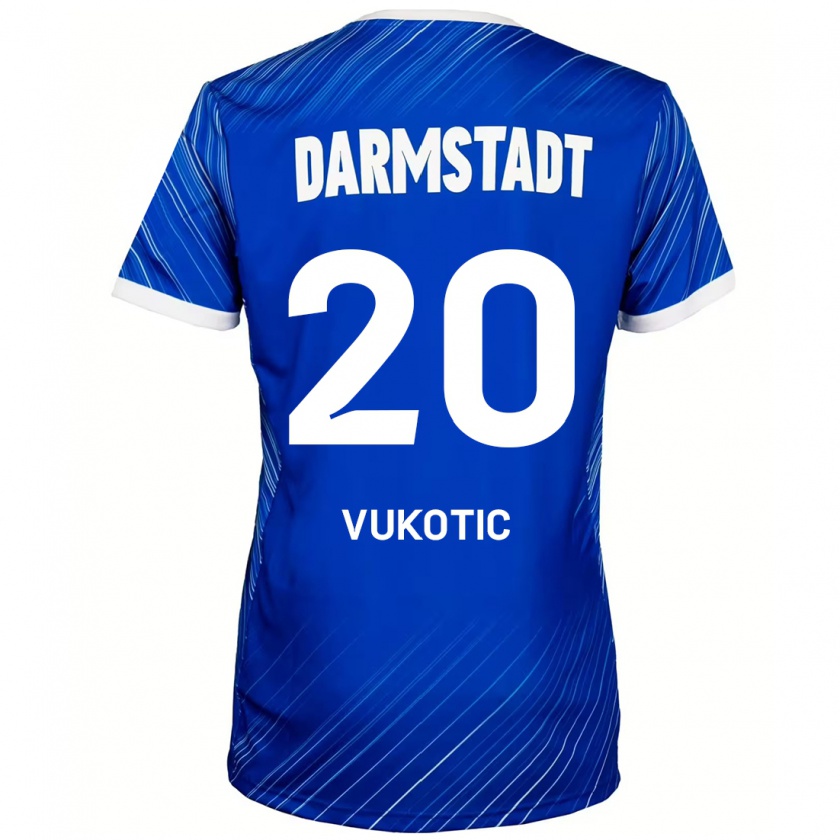 Kandiny Niño Camiseta Aleksandar Vukotic #20 Azul Blanco 1ª Equipación 2024/25 La Camisa Chile