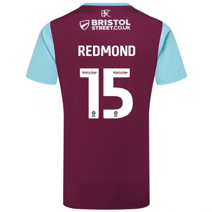 Kandiny Niño Camiseta Nathan Redmond #15 Borgoña Azul Cielo 1ª Equipación 2024/25 La Camisa Chile