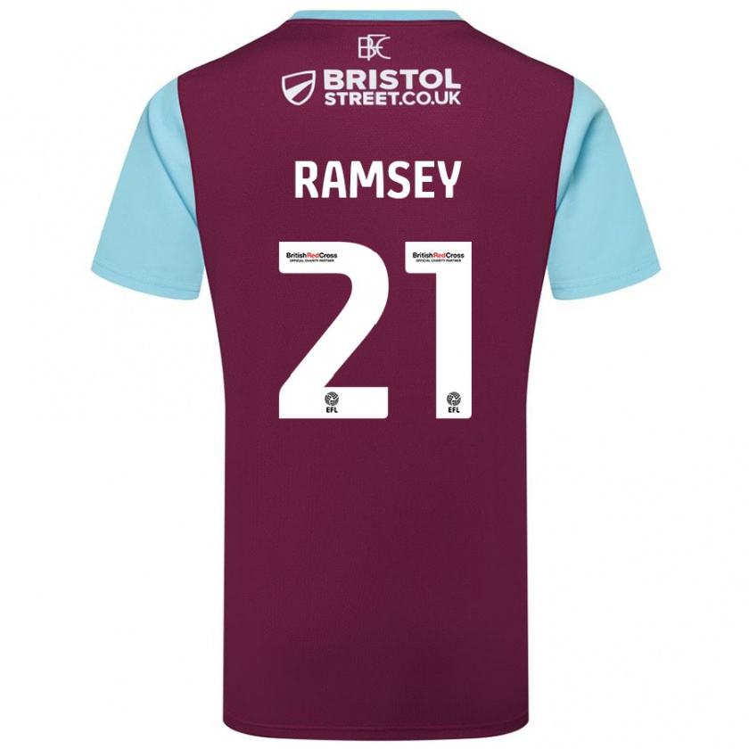 Kandiny Niño Camiseta Aaron Ramsey #21 Borgoña Azul Cielo 1ª Equipación 2024/25 La Camisa Chile