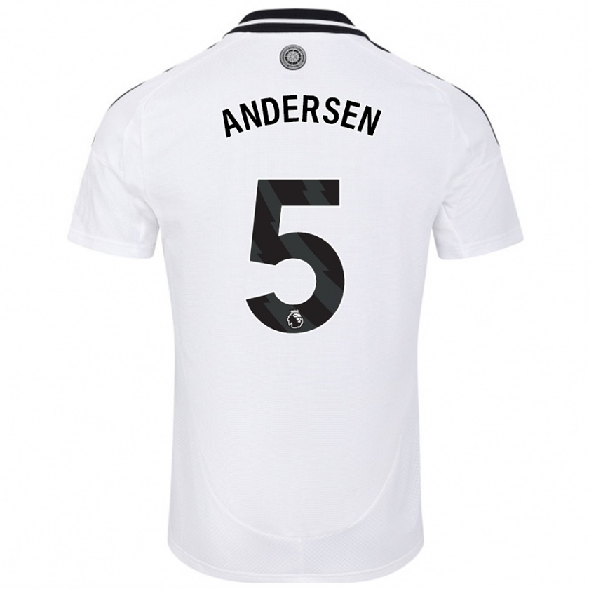 Kandiny Niño Camiseta Joachim Andersen #5 Blanco 1ª Equipación 2024/25 La Camisa Chile