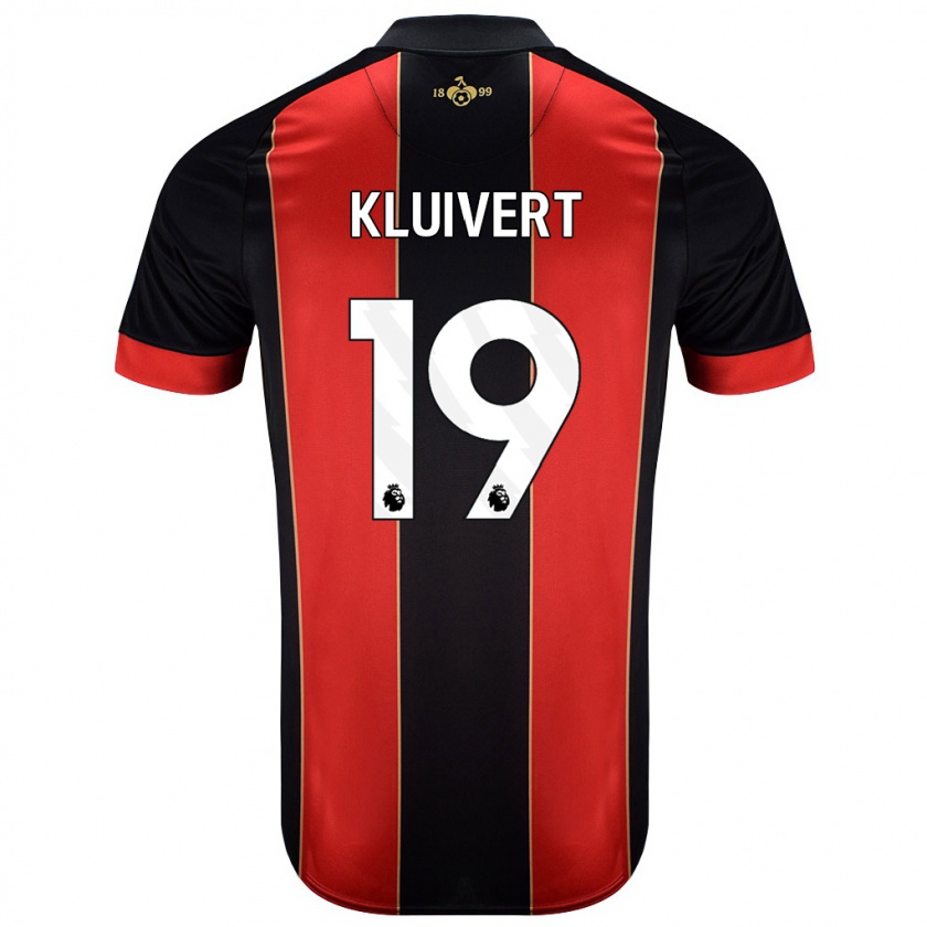 Kandiny Niño Camiseta Justin Kluivert #19 Rojo Negro 1ª Equipación 2024/25 La Camisa Chile