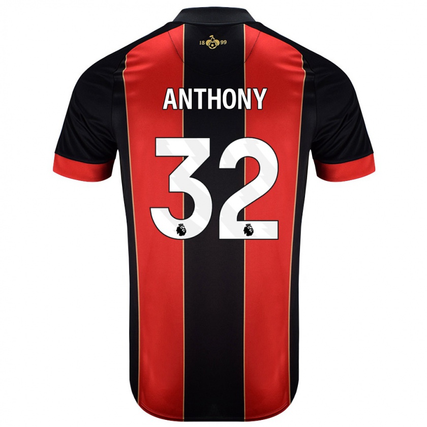 Kandiny Niño Camiseta Jaidon Anthony #32 Rojo Negro 1ª Equipación 2024/25 La Camisa Chile