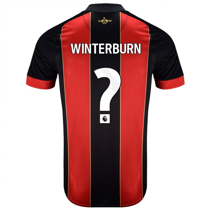 Kandiny Niño Camiseta Ben Winterburn #0 Rojo Negro 1ª Equipación 2024/25 La Camisa Chile