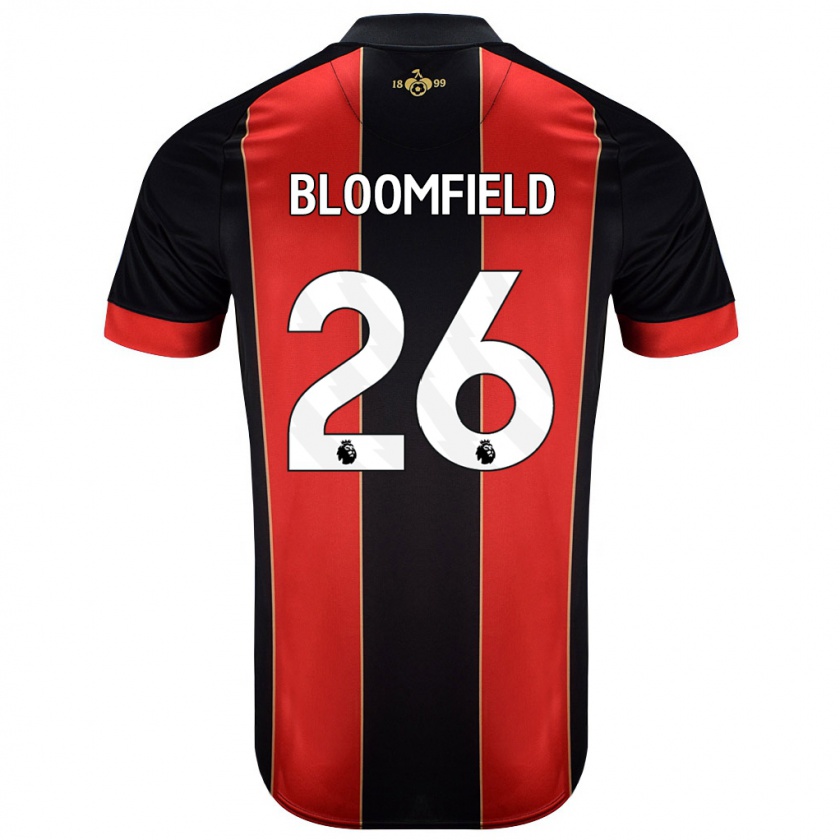 Kandiny Niño Camiseta Erin Bloomfield #26 Rojo Negro 1ª Equipación 2024/25 La Camisa Chile