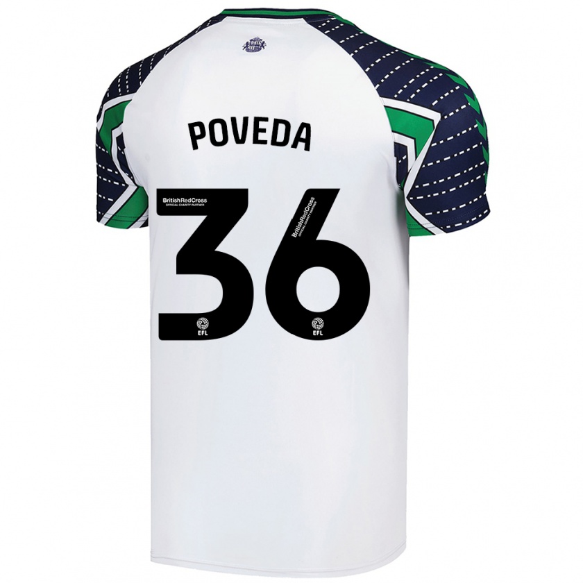 Kandiny Niño Camiseta Ian Poveda #36 Blanco 2ª Equipación 2024/25 La Camisa Chile