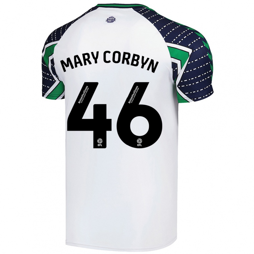 Kandiny Niño Camiseta Mary Corbyn #46 Blanco 2ª Equipación 2024/25 La Camisa Chile