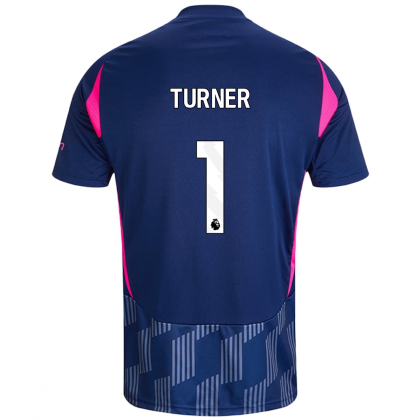 Kandiny Niño Camiseta Matt Turner #1 Azul Real Rosa 2ª Equipación 2024/25 La Camisa Chile