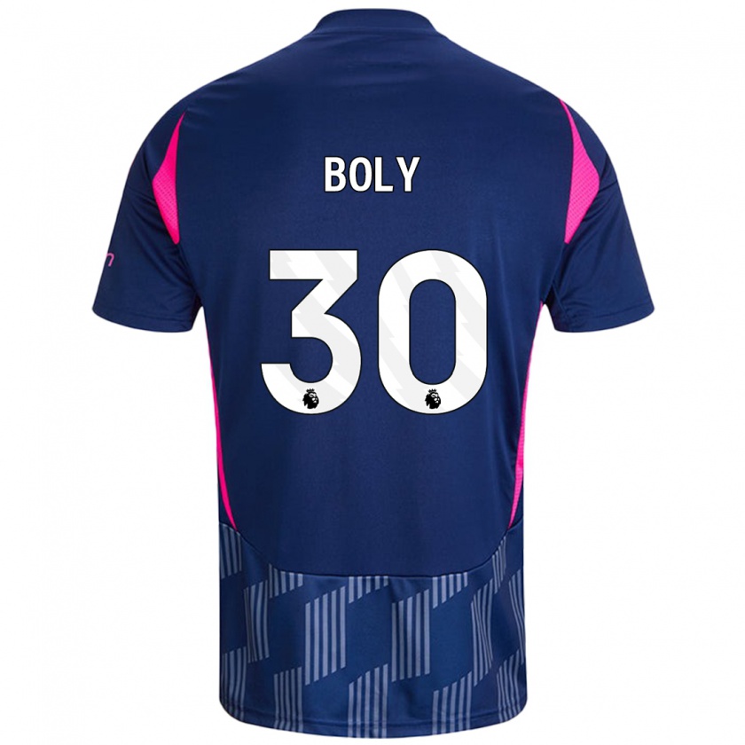 Kandiny Niño Camiseta Willy Boly #30 Azul Real Rosa 2ª Equipación 2024/25 La Camisa Chile