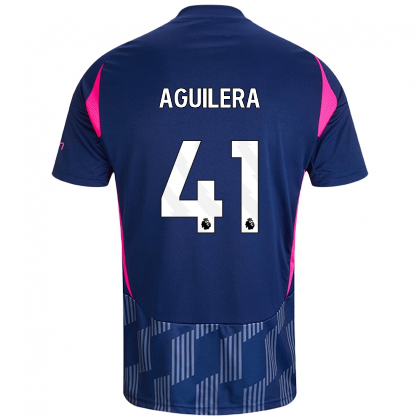 Kandiny Niño Camiseta Brandon Aguilera #41 Azul Real Rosa 2ª Equipación 2024/25 La Camisa Chile