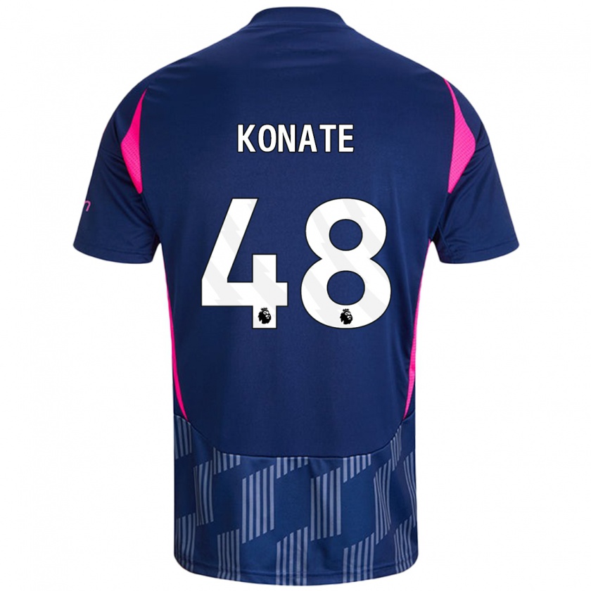 Kandiny Niño Camiseta Ateef Konaté #48 Azul Real Rosa 2ª Equipación 2024/25 La Camisa Chile