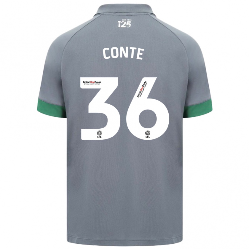 Kandiny Niño Camiseta Raheem Conte #36 Gris Oscuro 2ª Equipación 2024/25 La Camisa Chile