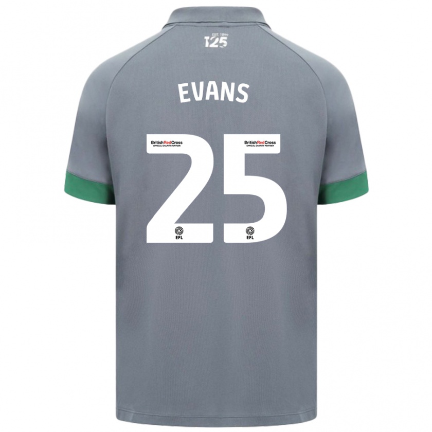 Kandiny Niño Camiseta Kieron Evans #25 Gris Oscuro 2ª Equipación 2024/25 La Camisa Chile