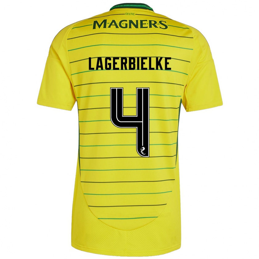 Kandiny Niño Camiseta Gustaf Lagerbielke #4 Amarillo 2ª Equipación 2024/25 La Camisa Chile