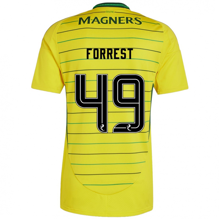 Kandiny Niño Camiseta James Forrest #49 Amarillo 2ª Equipación 2024/25 La Camisa Chile