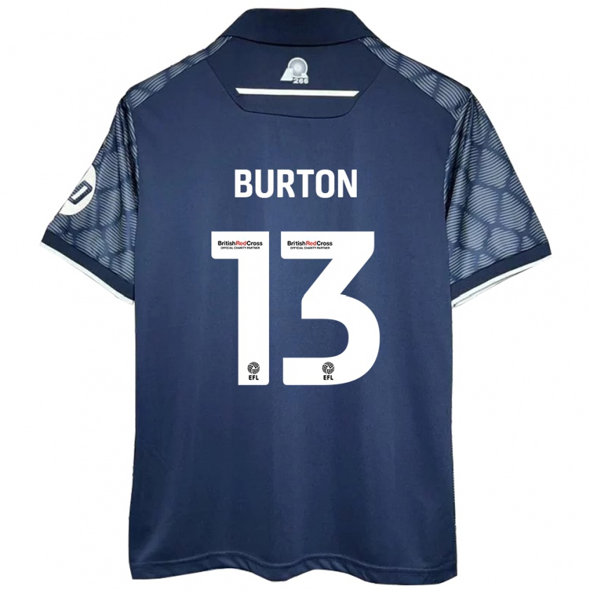 Kandiny Niño Camiseta Callum Burton #13 Negro 2ª Equipación 2024/25 La Camisa Chile