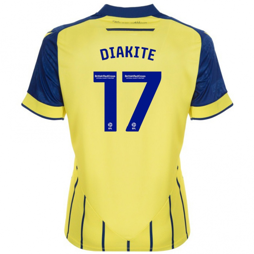 Kandiny Niño Camiseta Ousmane Diakité #17 Amarillo Azul 2ª Equipación 2024/25 La Camisa Chile