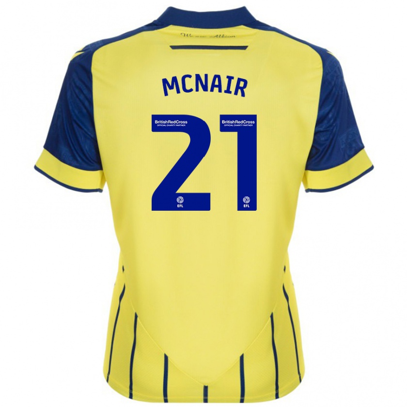 Kandiny Niño Camiseta Paddy Mcnair #21 Amarillo Azul 2ª Equipación 2024/25 La Camisa Chile