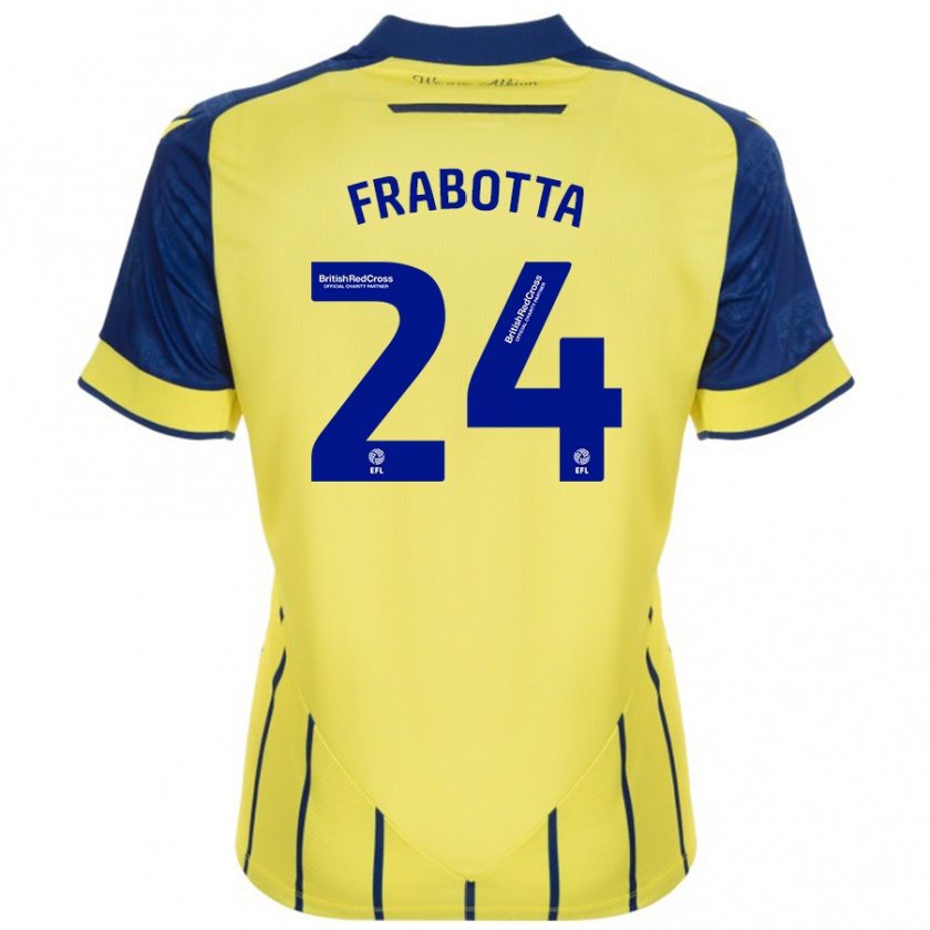 Kandiny Niño Camiseta Gianluca Frabotta #24 Amarillo Azul 2ª Equipación 2024/25 La Camisa Chile