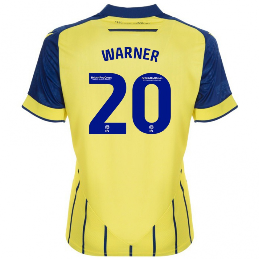 Kandiny Niño Camiseta Phoebe Warner #20 Amarillo Azul 2ª Equipación 2024/25 La Camisa Chile