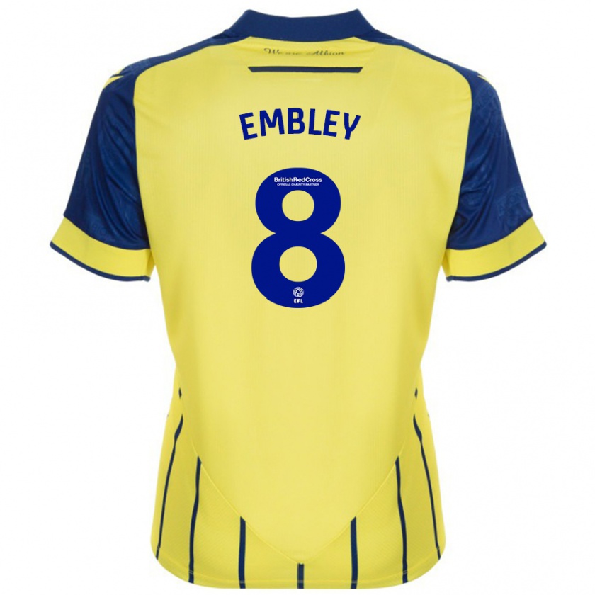 Kandiny Niño Camiseta Rosie Embley #8 Amarillo Azul 2ª Equipación 2024/25 La Camisa Chile