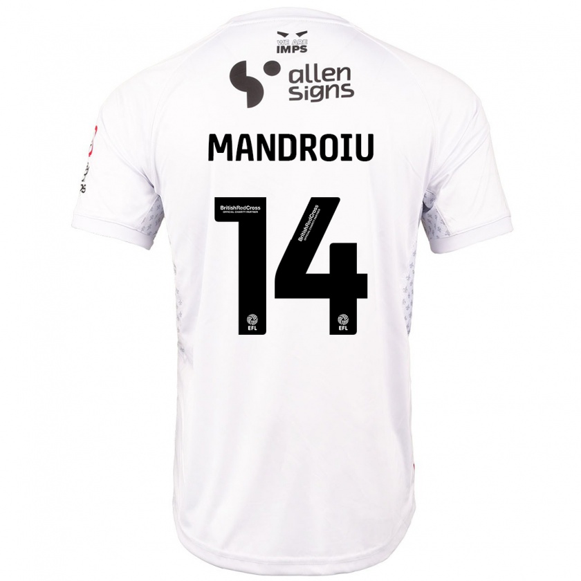 Kandiny Niño Camiseta Daniel Mandroiu #14 Rojo Blanco 2ª Equipación 2024/25 La Camisa Chile