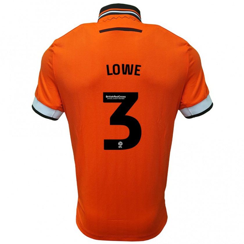 Kandiny Niño Camiseta Max Lowe #3 Naranja Blanco 2ª Equipación 2024/25 La Camisa Chile