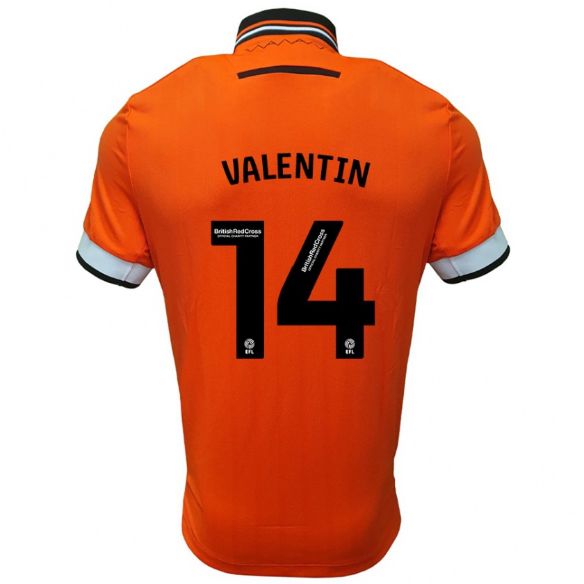 Kandiny Niño Camiseta Pol Valentín #14 Naranja Blanco 2ª Equipación 2024/25 La Camisa Chile