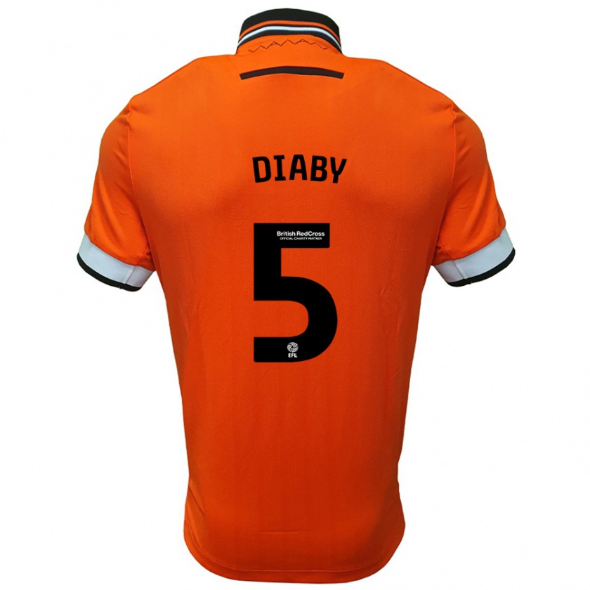 Kandiny Niño Camiseta Bambo Diaby #5 Naranja Blanco 2ª Equipación 2024/25 La Camisa Chile