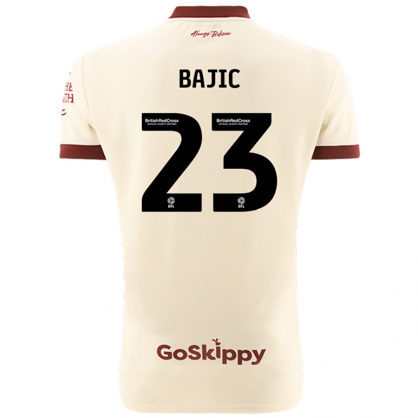 Kandiny Niño Camiseta Stefan Bajic #23 Crema Blanco 2ª Equipación 2024/25 La Camisa Chile