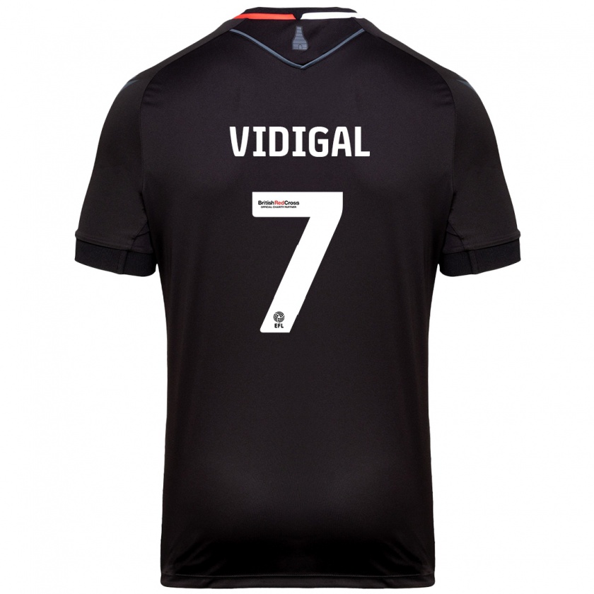 Kandiny Niño Camiseta André Vidigal #7 Negro 2ª Equipación 2024/25 La Camisa Chile