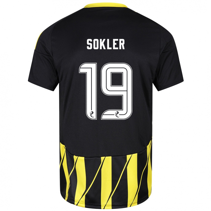 Kandiny Niño Camiseta Ester Sokler #19 Negro Amarillo 2ª Equipación 2024/25 La Camisa Chile