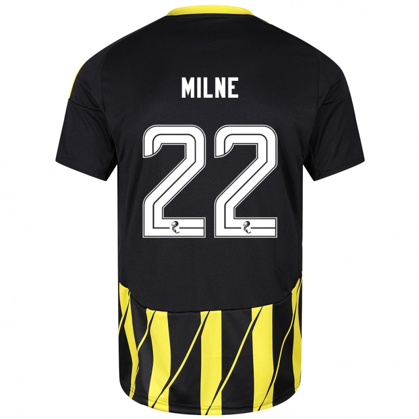 Kandiny Niño Camiseta Jack Milne #22 Negro Amarillo 2ª Equipación 2024/25 La Camisa Chile