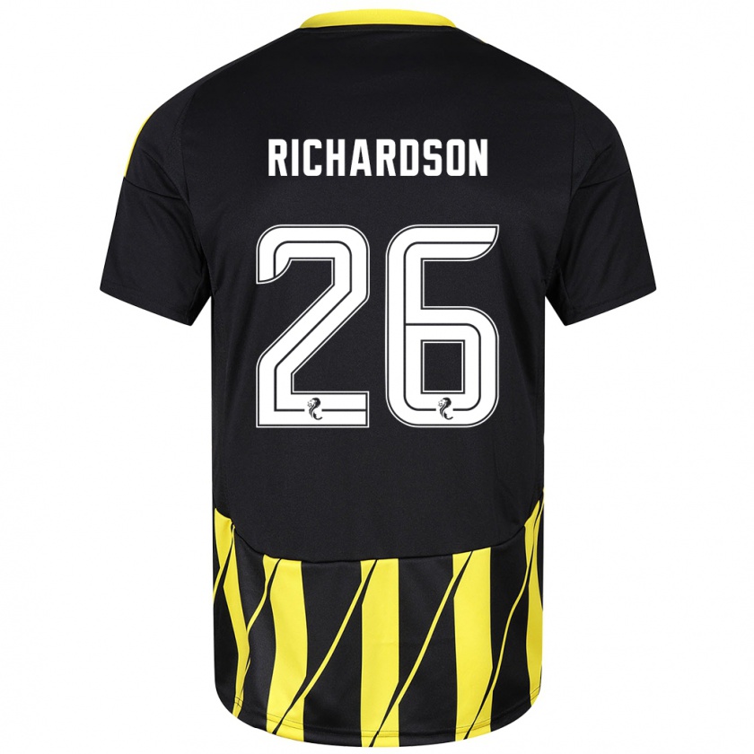 Kandiny Niño Camiseta Jayden Richardson #26 Negro Amarillo 2ª Equipación 2024/25 La Camisa Chile