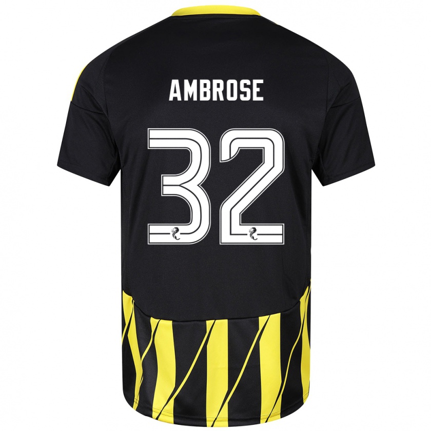 Kandiny Niño Camiseta Peter Ambrose #32 Negro Amarillo 2ª Equipación 2024/25 La Camisa Chile