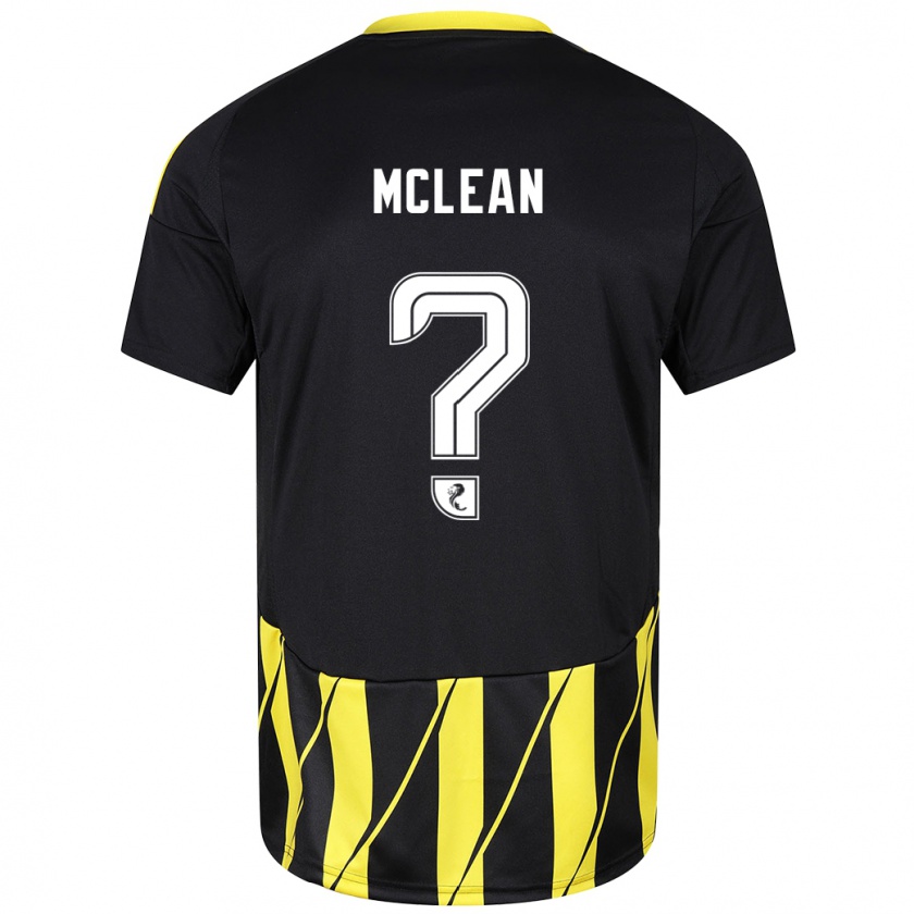 Kandiny Niño Camiseta Sam Mclean #0 Negro Amarillo 2ª Equipación 2024/25 La Camisa Chile