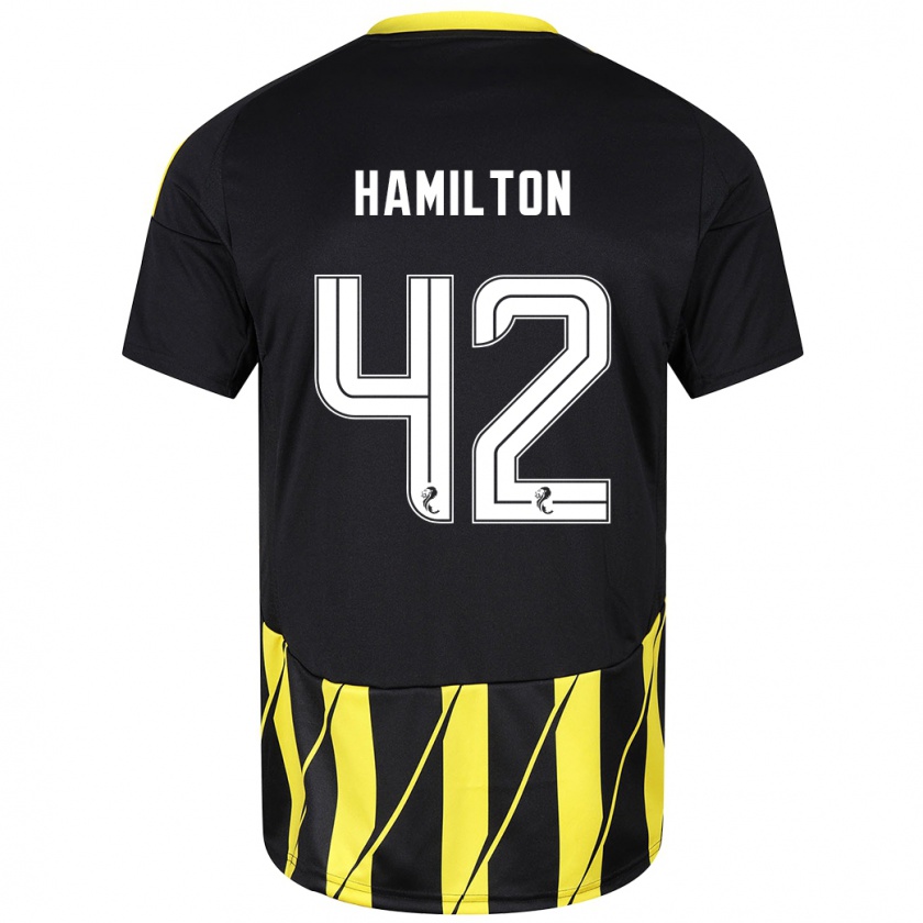 Kandiny Niño Camiseta Brendan Hamilton #42 Negro Amarillo 2ª Equipación 2024/25 La Camisa Chile