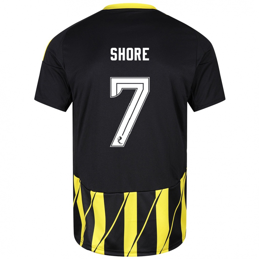 Kandiny Niño Camiseta Eilidh Shore #7 Negro Amarillo 2ª Equipación 2024/25 La Camisa Chile