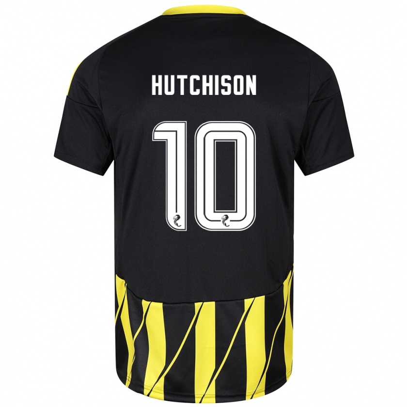 Kandiny Niño Camiseta Bayley Hutchison #10 Negro Amarillo 2ª Equipación 2024/25 La Camisa Chile