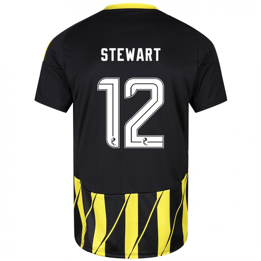 Kandiny Niño Camiseta Hannah Stewart #12 Negro Amarillo 2ª Equipación 2024/25 La Camisa Chile