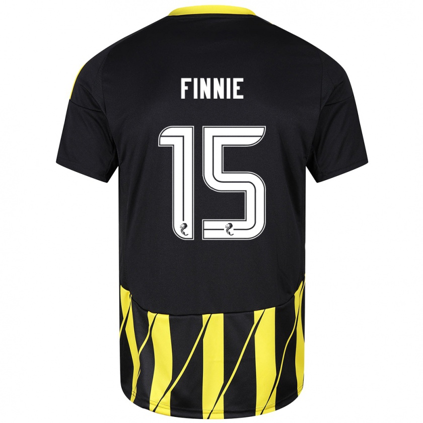 Kandiny Niño Camiseta Maddison Finnie #15 Negro Amarillo 2ª Equipación 2024/25 La Camisa Chile