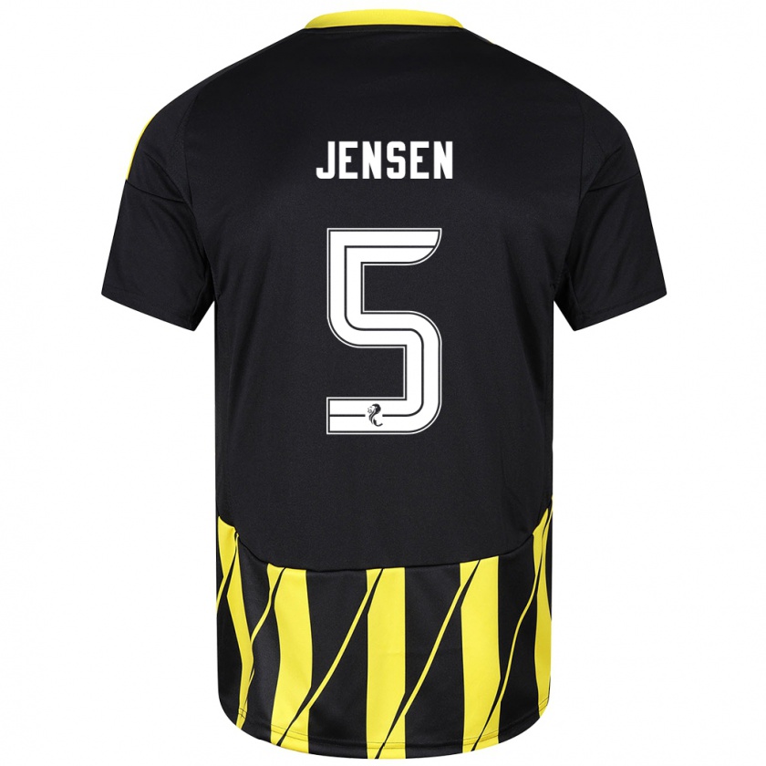 Kandiny Niño Camiseta Richard Jensen #5 Negro Amarillo 2ª Equipación 2024/25 La Camisa Chile