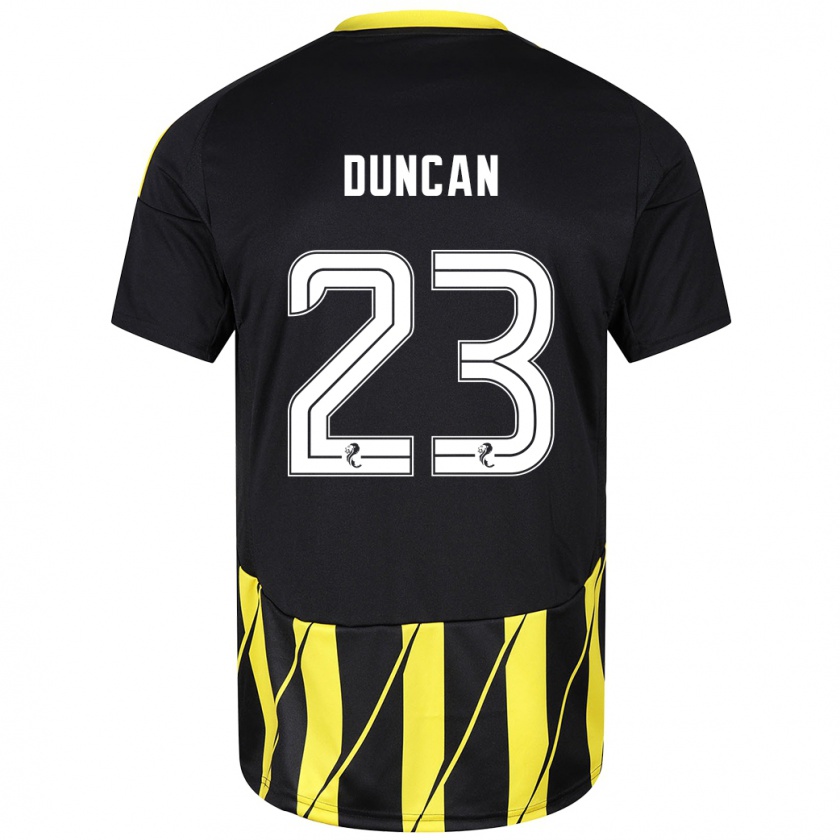 Kandiny Niño Camiseta Ryan Duncan #23 Negro Amarillo 2ª Equipación 2024/25 La Camisa Chile