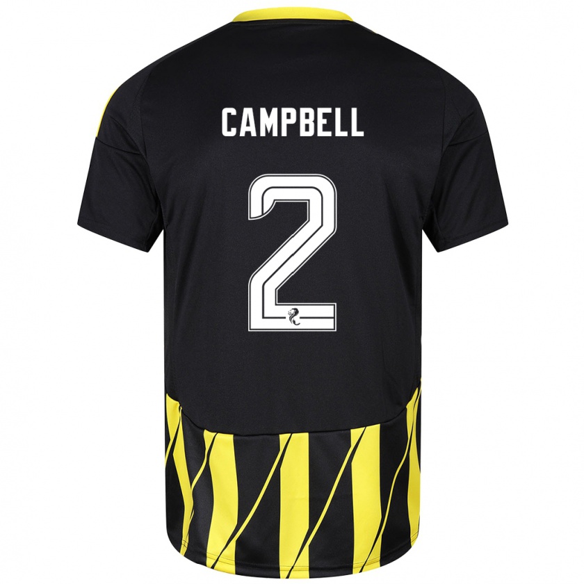 Kandiny Niño Camiseta Loren Campbell #2 Negro Amarillo 2ª Equipación 2024/25 La Camisa Chile