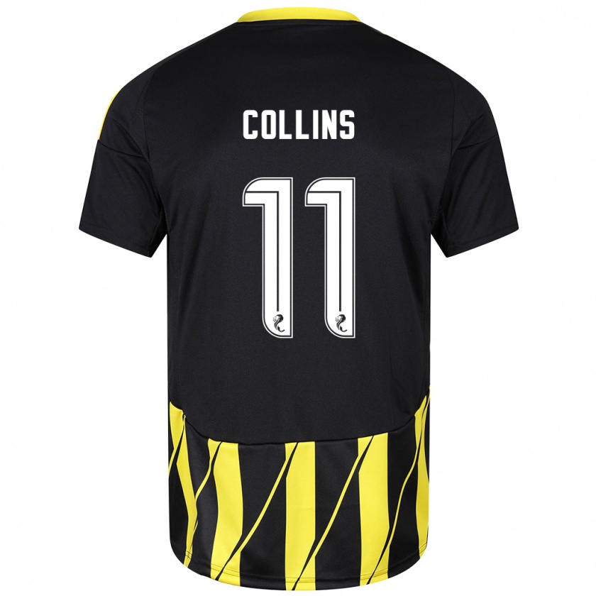 Kandiny Niño Camiseta Bailley Collins #11 Negro Amarillo 2ª Equipación 2024/25 La Camisa Chile