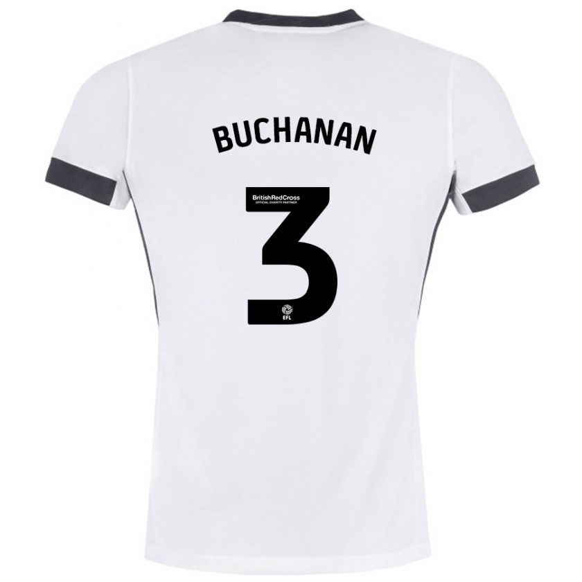 Kandiny Niño Camiseta Lee Buchanan #3 Blanco Negro 2ª Equipación 2024/25 La Camisa Chile