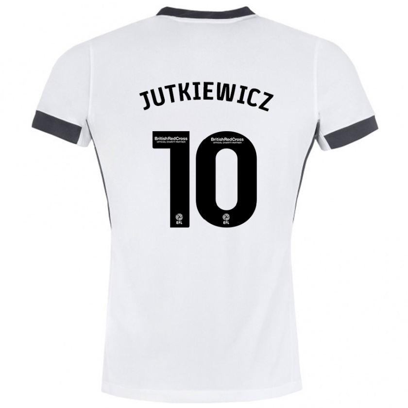 Kandiny Niño Camiseta Lukas Jutkiewicz #10 Blanco Negro 2ª Equipación 2024/25 La Camisa Chile